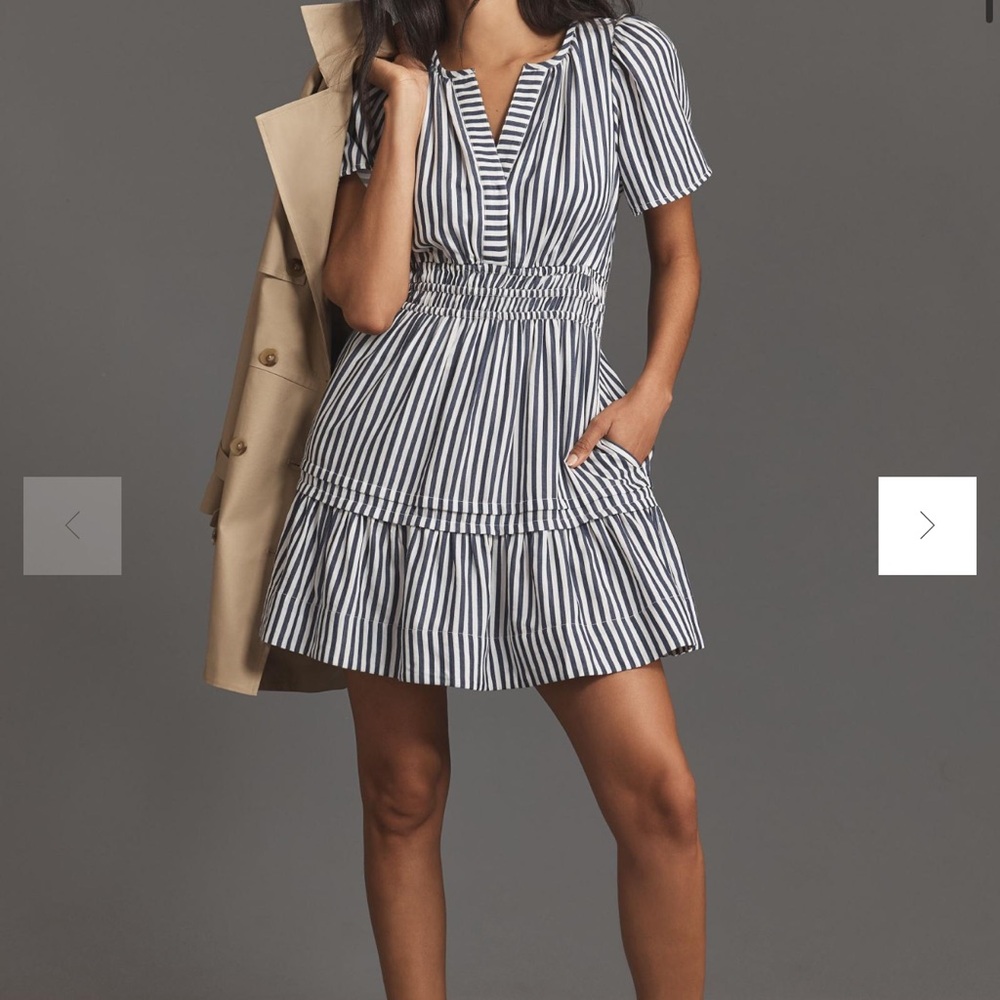 Anthropologie Black and White Striped Mini Dress